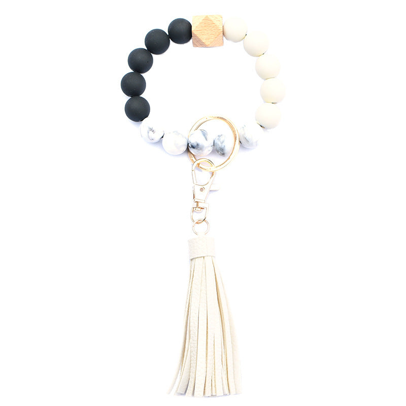 Wholesale Acrylic Beads Wooden Beads PU Tassel Bracelet Keychain